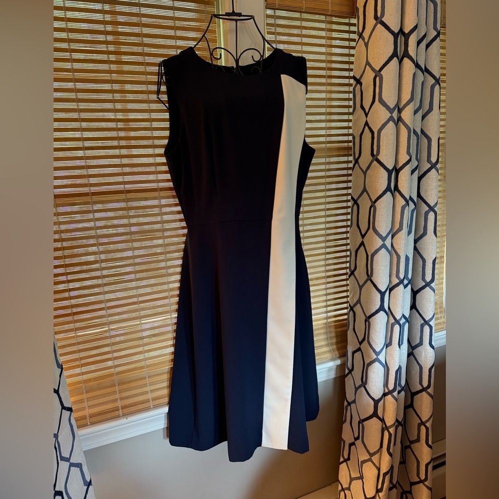 J Crew Classic Blue and White Sheath Dress